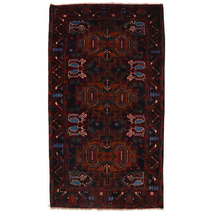 Afghan Baluchi Rug 3' 7" x 6' 6" Hand-Knotted | No. AL66458