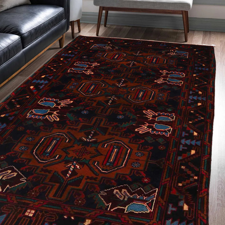 Afghan Baluchi Rug 3' 7" x 6' 6" Hand-Knotted | No. AL66458