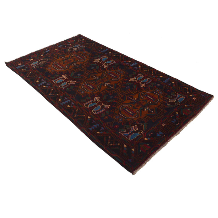 Afghan Baluchi Rug 3' 7" x 6' 6" Hand-Knotted | No. AL66458