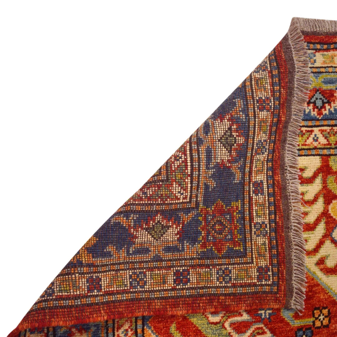 Red Afghan Shiraz Rug 4' 10" x 6' 8" Hand-Knotted | No. AL66545