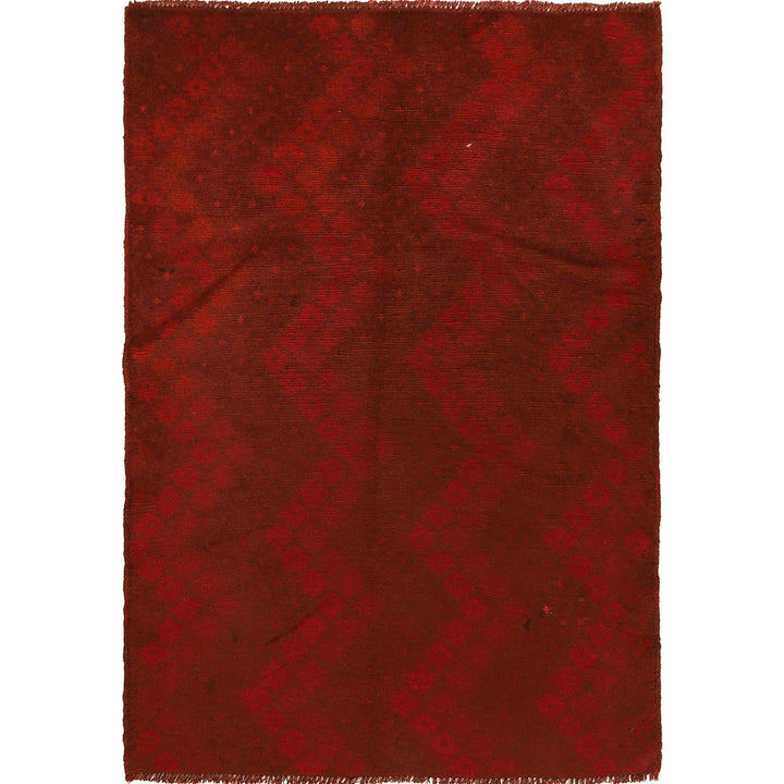 Red Pakistani Overdyed Rug 3' 4" x 4' 9" Hand-Knotted | No. AL66552