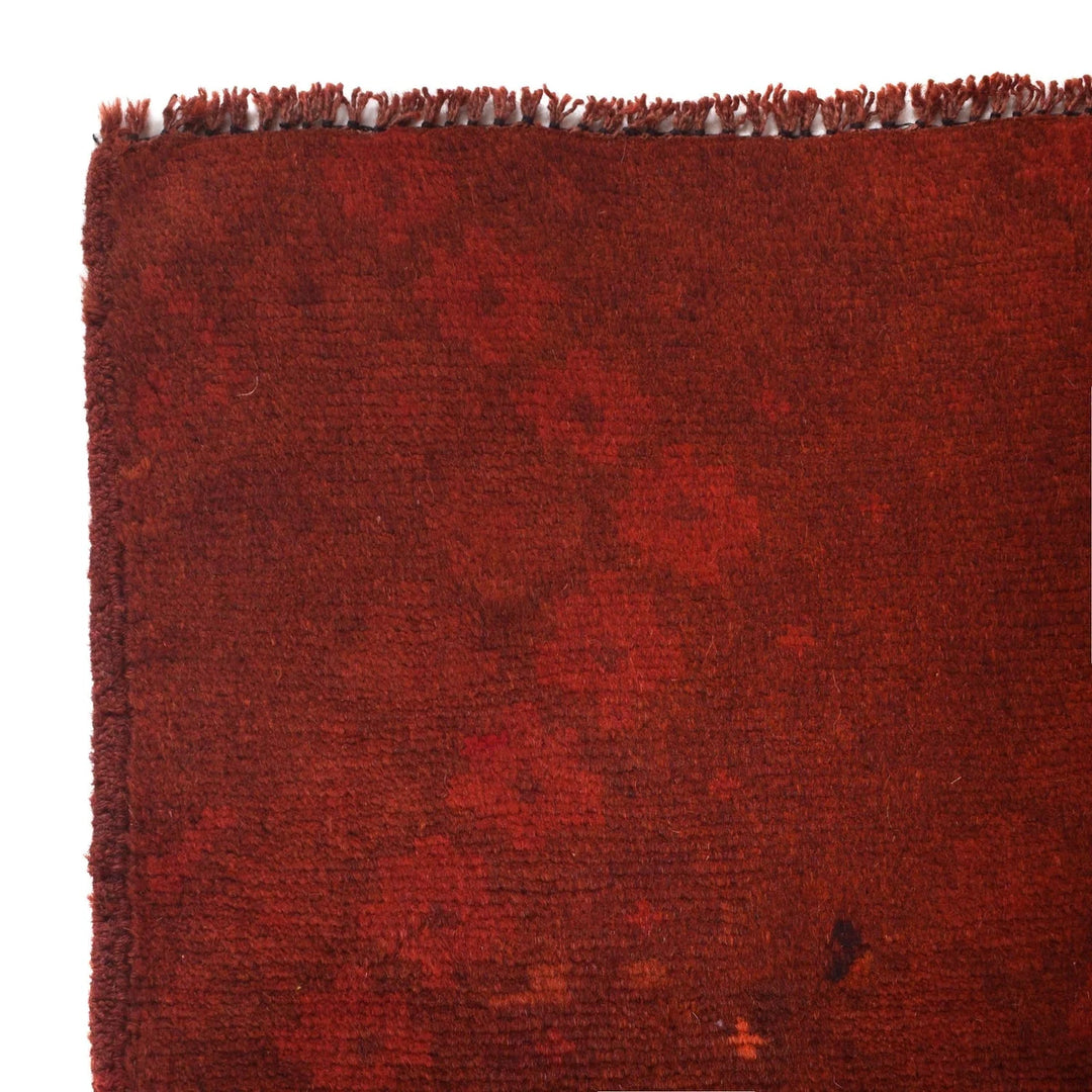 Red Pakistani Overdyed Rug 3' 4" x 4' 9" Hand-Knotted | No. AL66552