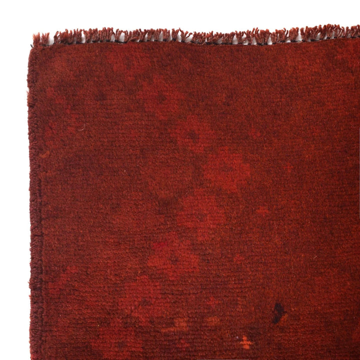 Red Pakistani Overdyed Rug 3' 4" x 4' 9" Hand-Knotted | No. AL66552