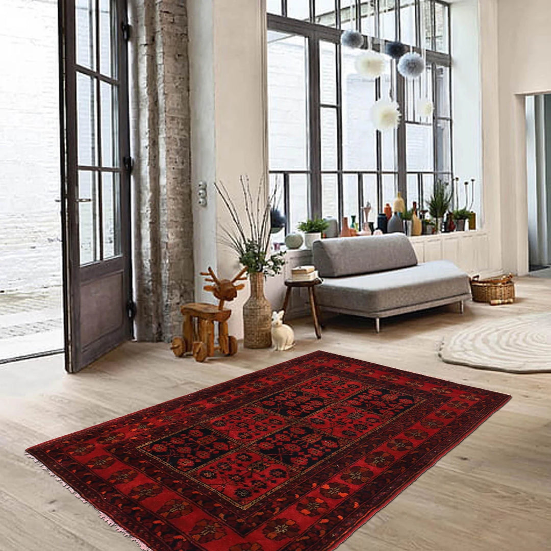 Afghan Khal Mohammadi Rug 3'6" x 4'11" Hand-Knotted | No. AL66635