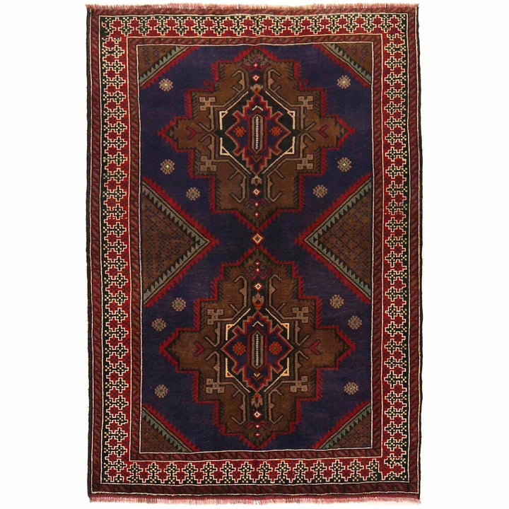 Blue Afghan Baluchi Rug 4' 3" x 6' 3" Hand-Knotted | No. AL66636