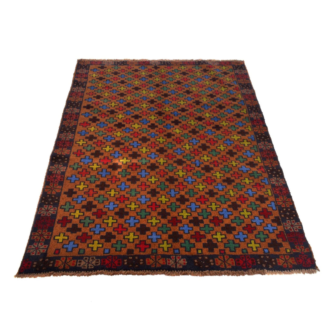 Brown Afghan Baluchi Rug 4' 2" x 6' 0" Hand-Knotted | No. AL66657