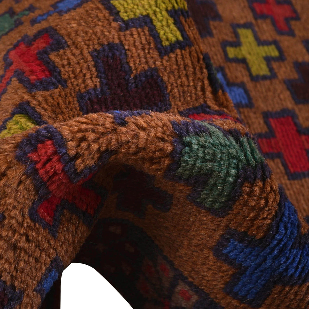 Brown Afghan Baluchi Rug 4' 2" x 6' 0" Hand-Knotted | No. AL66657