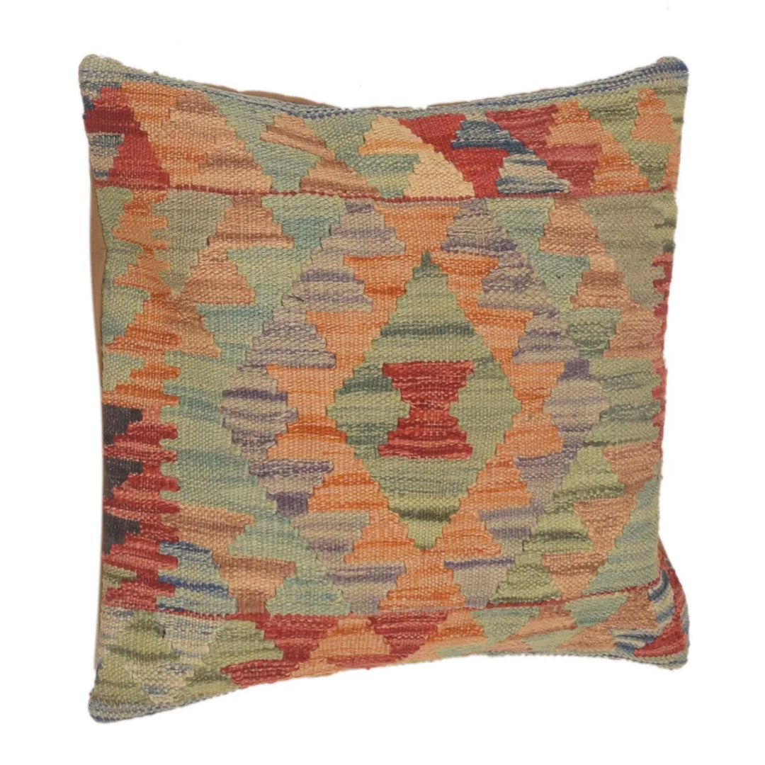 Afghan Kelim Cushion 1' 5" x 1' 5" Flat-Weave | No. AL66770