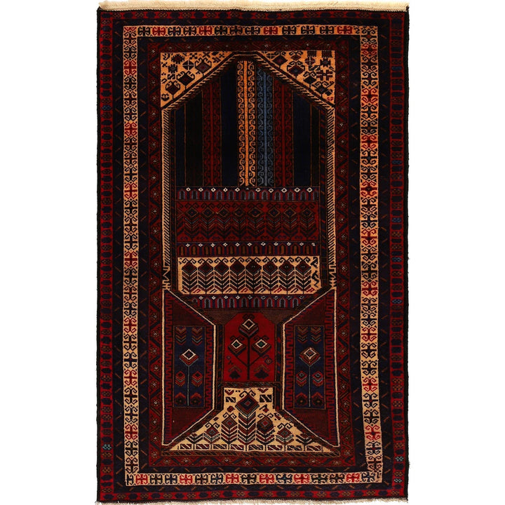 Afghan Baluchi Rug 4' 3" x 6' 6" Hand-Knotted | No. AL66821