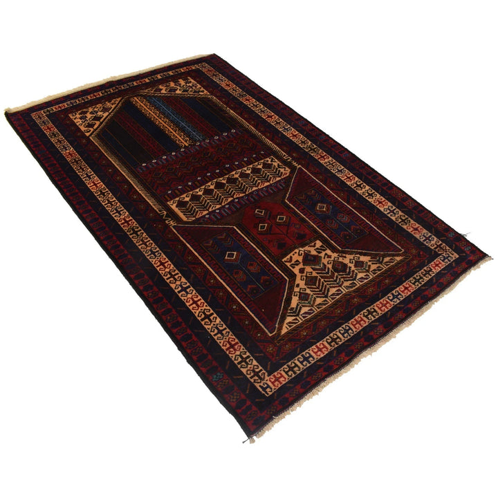 Afghan Baluchi Rug 4' 3" x 6' 6" Hand-Knotted | No. AL66821