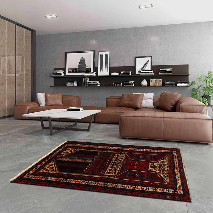 Afghan Baluchi Rug 4' 3" x 6' 6" Hand-Knotted | No. AL66821