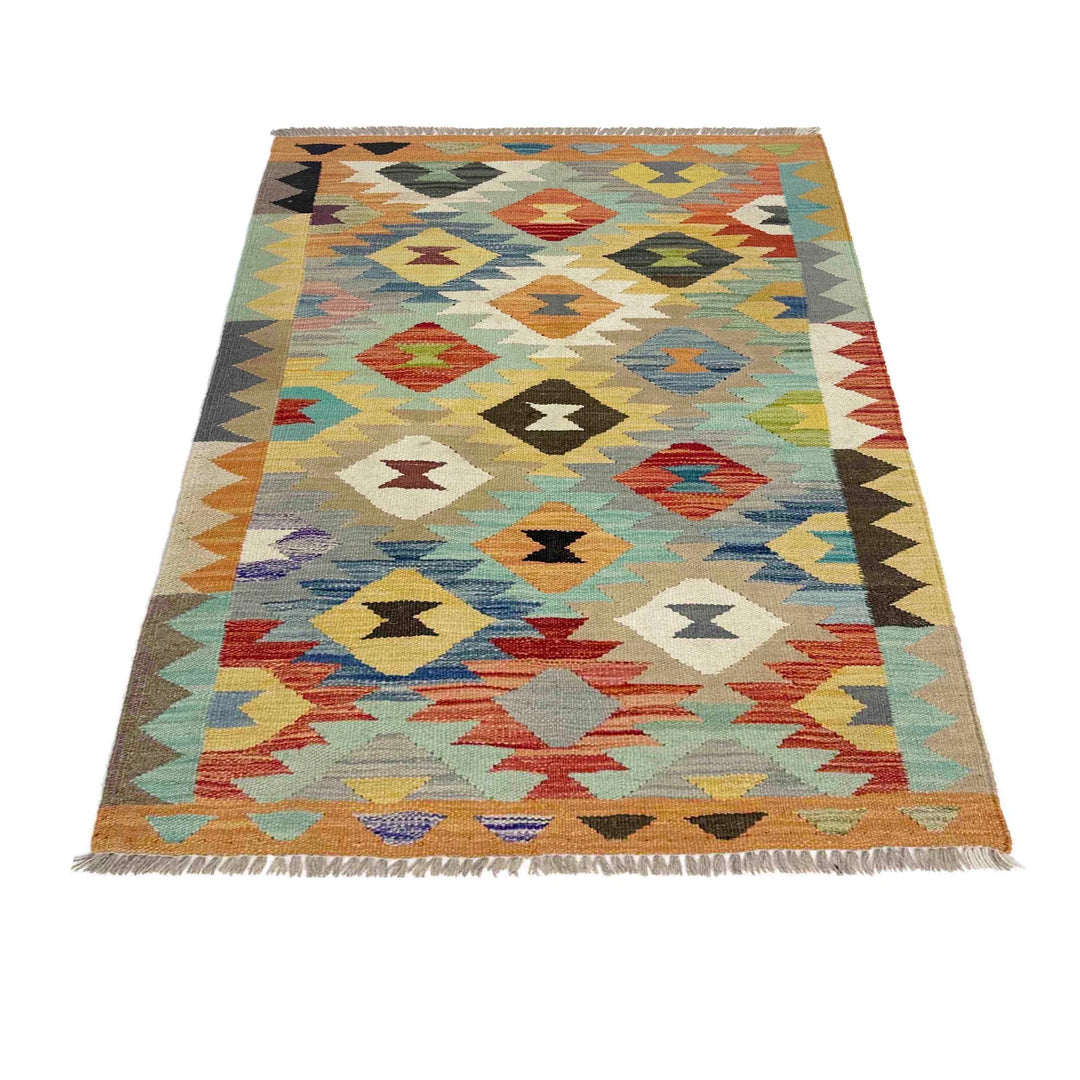Afghan Vegetable Kilim Rug 2' 7" x 4' 0" Flat-Weave | No. AL668365