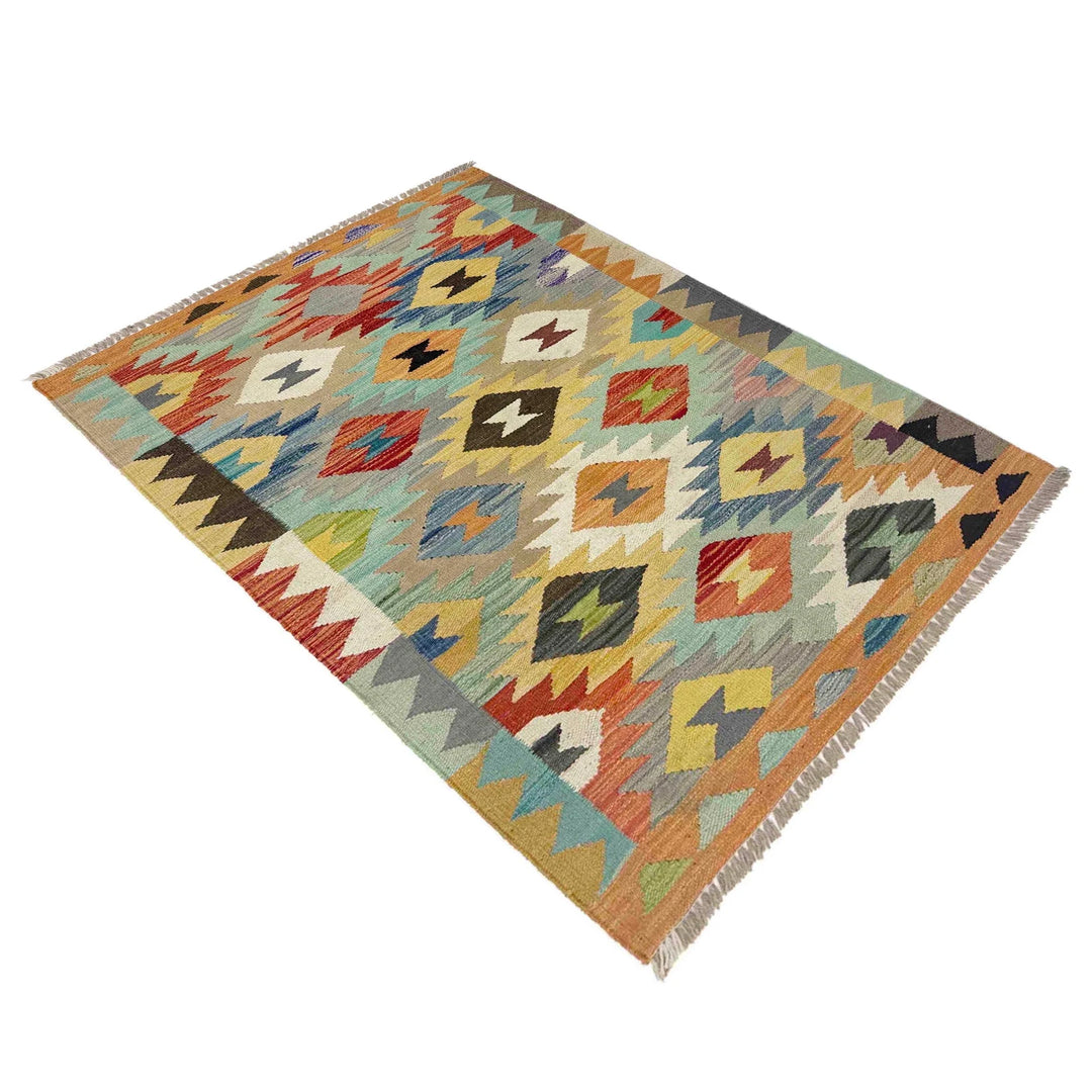 Afghan Vegetable Kilim Rug 2' 7" x 4' 0" Flat-Weave | No. AL668365