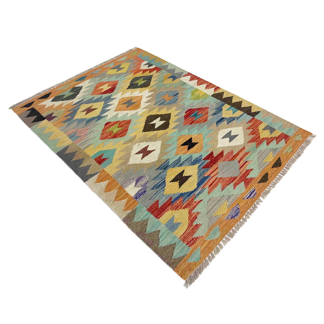 Afghan Vegetable Kilim Rug 2' 7" x 4' 0" Flat-Weave | No. AL668365