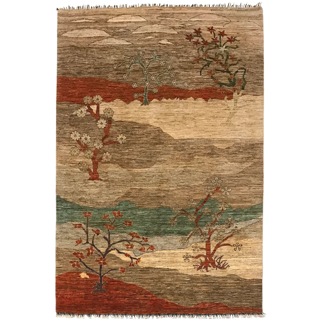 Afghan Tree Of Life Rug 6' 6" x 9' 10" Hand-Knotted | No. AL66842