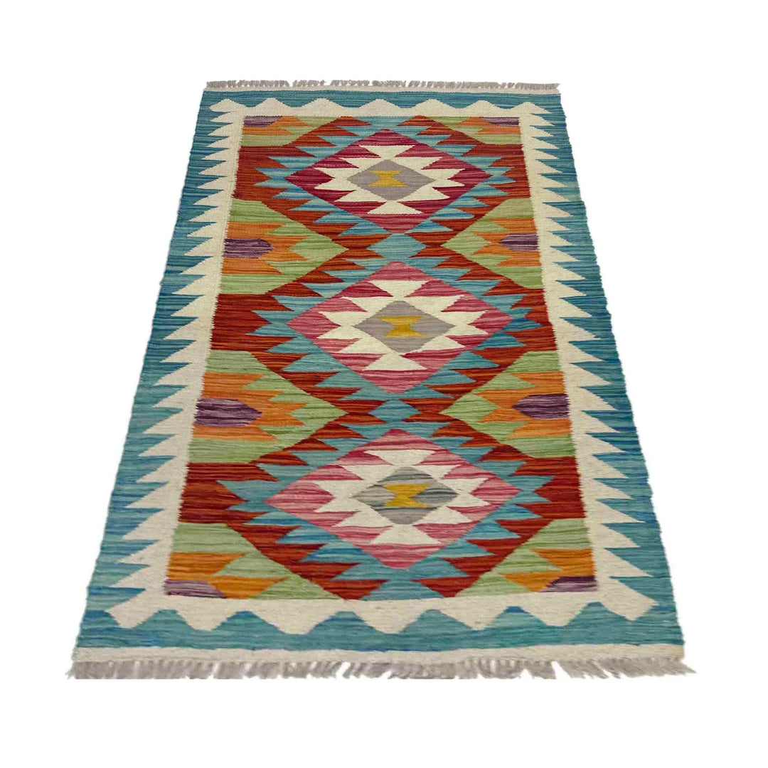 Afghan Vegetable Kilim Rug 2' 4" x 4' 1" Flat-Weave | No. AL668849