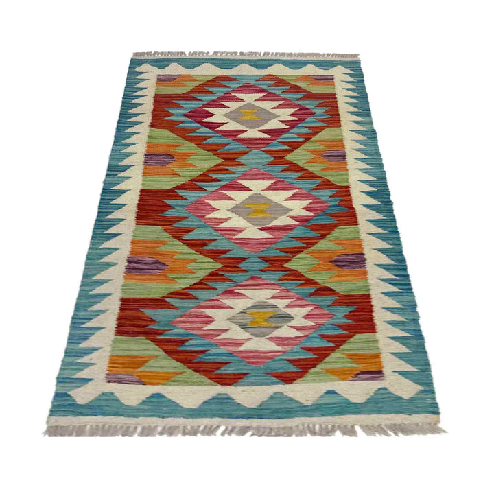 Afghan Vegetable Kilim Rug 2' 4" x 4' 1" Flat-Weave | No. AL668849