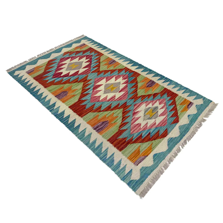 Afghan Vegetable Kilim Rug 2' 4" x 4' 1" Flat-Weave | No. AL668849