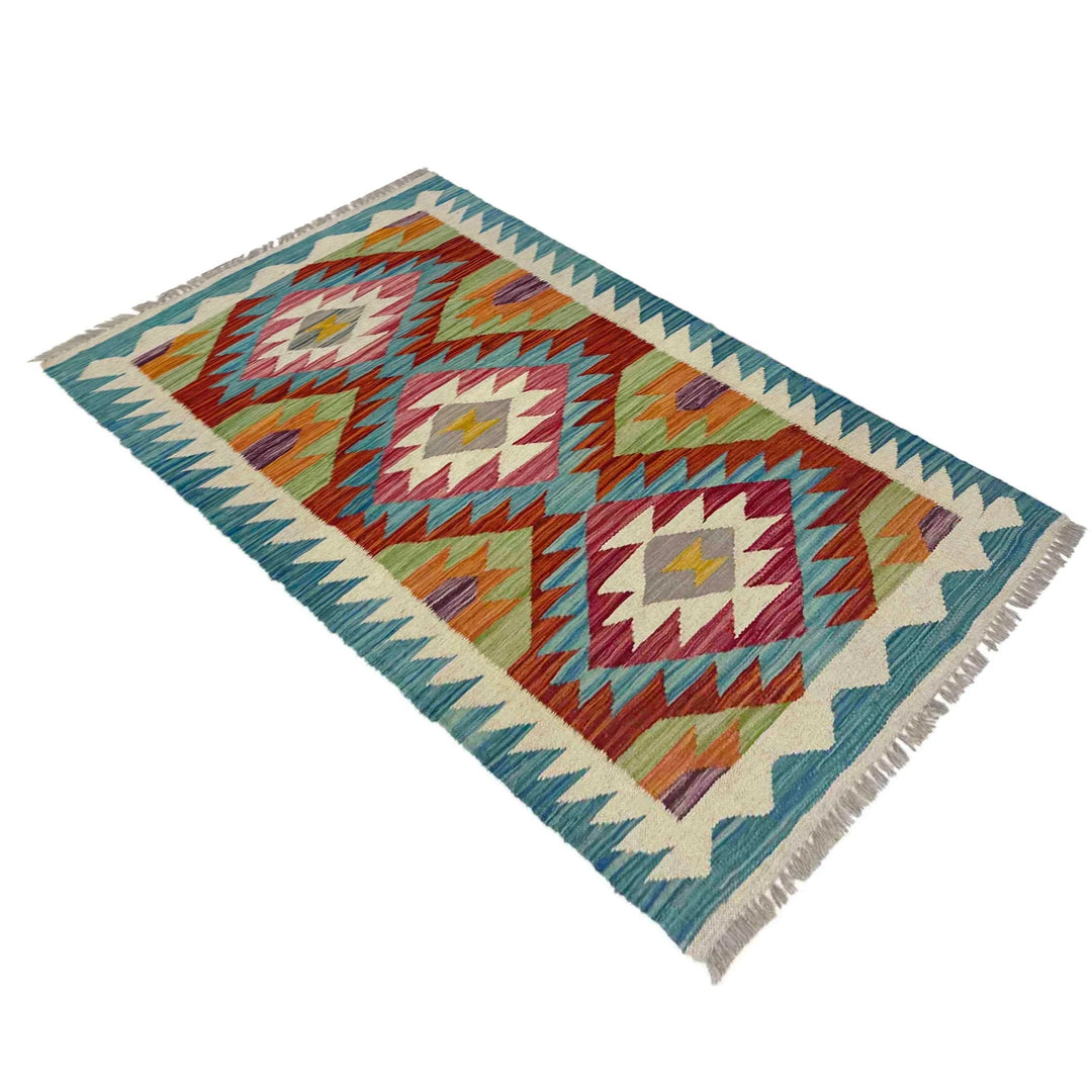 Afghan Vegetable Kilim Rug 2' 4" x 4' 1" Flat-Weave | No. AL668849
