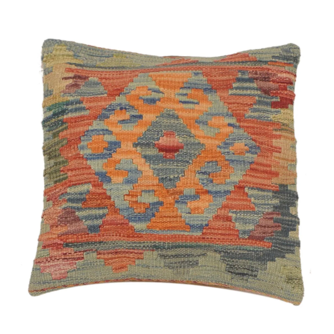 Afghan Kilim Cushion 1' 6" x 1' 6" Flat-Weave | No. AL66890