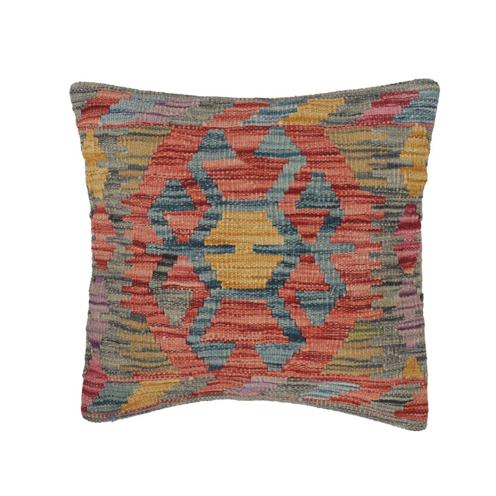 Afghan Kilim Cushion Cover 1' 4" x 1' 5" Flat-Weave | No. AL66909