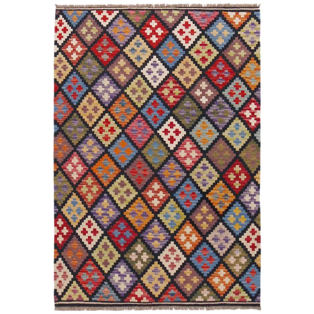 Afghan Kilim Rug 3' 4" x 5' 0" Flat-Weave | No. AL66926