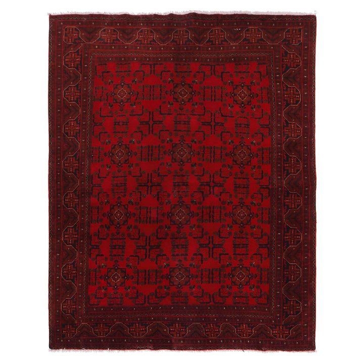 Red Afghan Khal Mohammadi Rug 5'9" x 7'3" Hand-Knotted | No. AL66962