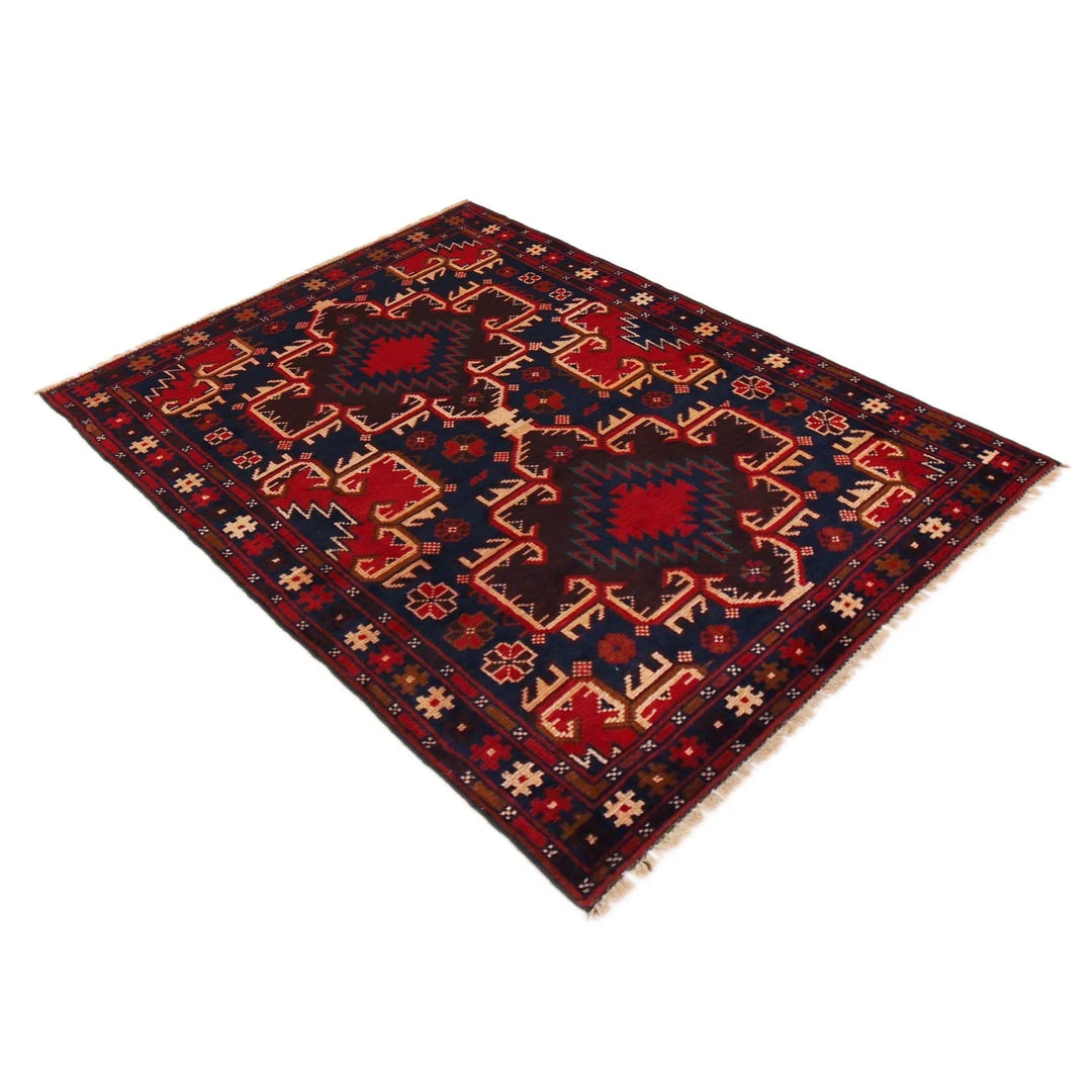 Afghan Baluchi Rug 3' 1" x 4' 6" Hand-Knotted | No. AL67012
