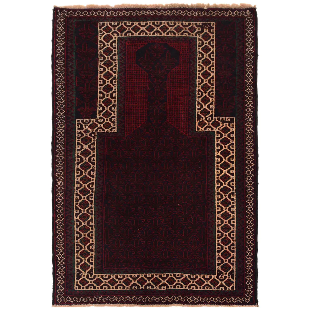Afghan Prayer Rug 2' 9" x 4' 5" Hand-Knotted | No. AL67031