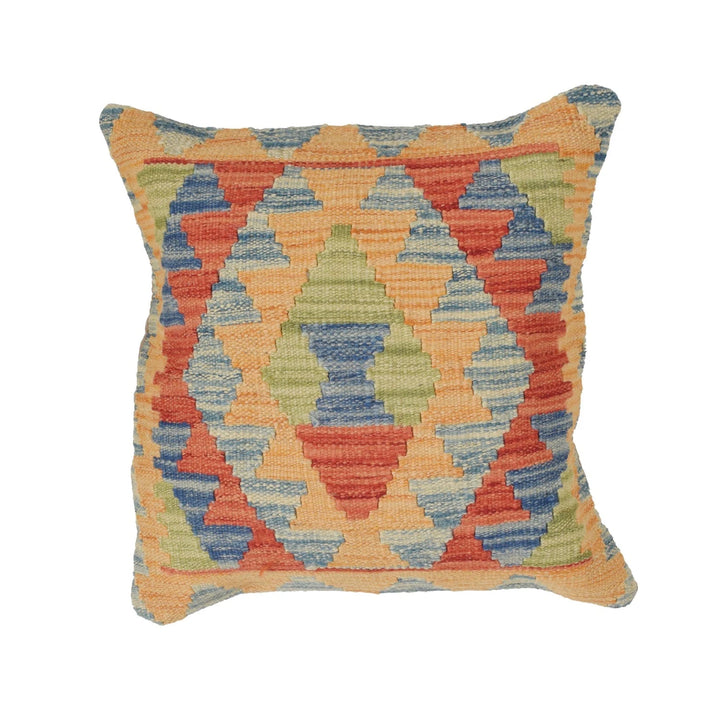 Afghan Geometric Cushion 1' 5" x 1' 5" Flat-Weave | No. AL67032