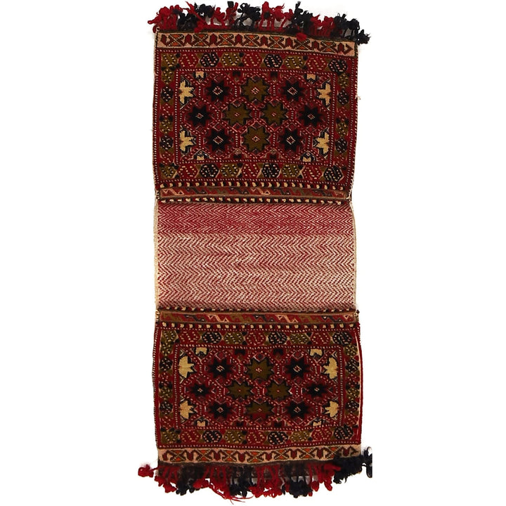 Afghan Tribal Saddle Bag Rug 1' 3" x 2' 9" Hand-Knotted | No. AL67113