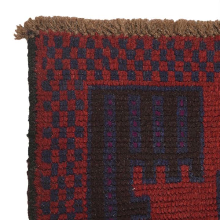 Red Afghan Baluchi Rug 2' 9" x 4' 8" Hand-Knotted | No. AL67117