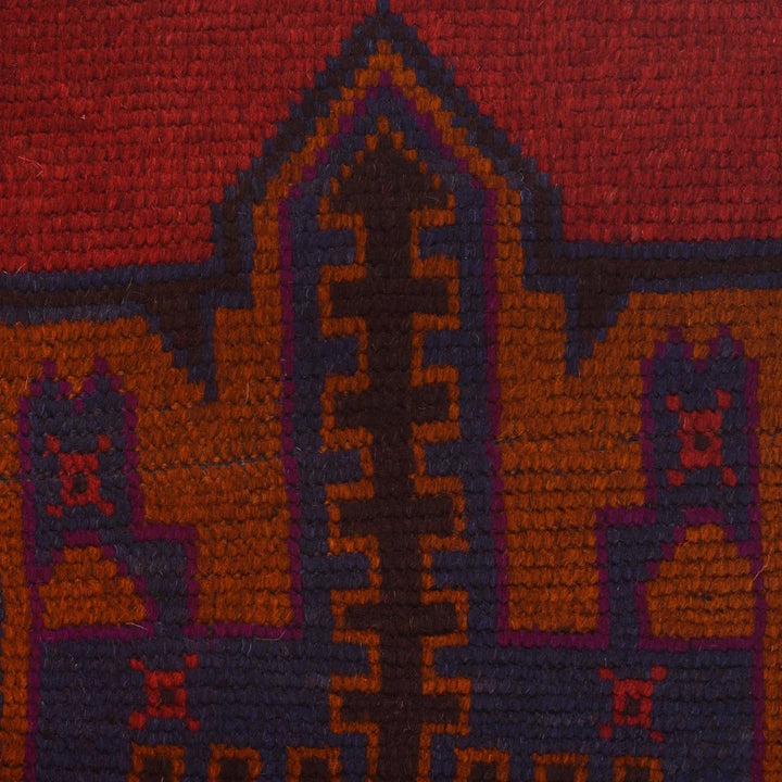Red Afghan Baluchi Rug 2' 9" x 4' 8" Hand-Knotted | No. AL67117