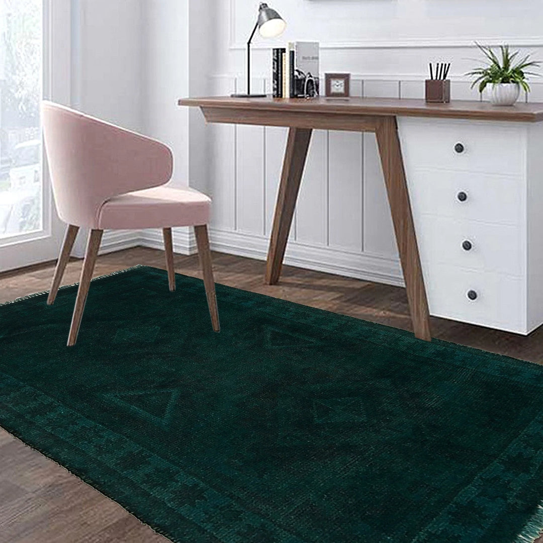Green Pakistani Overdye Rug 2' 4" x 4' 1" Hand-Knotted | No. AL67141
