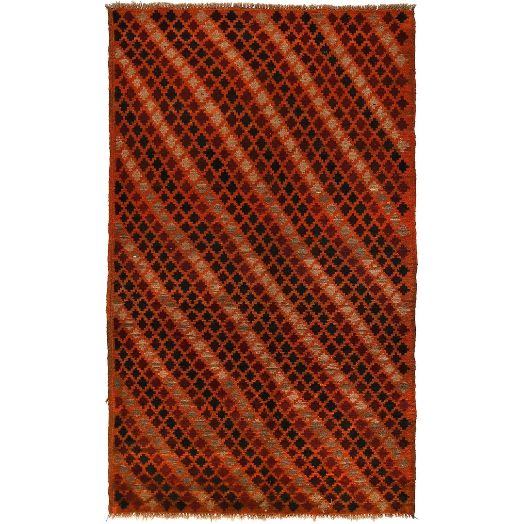 Orange Afghan Baluchi Rug 3' 10" x 6' 6" Hand-Knotted | No. AL67197