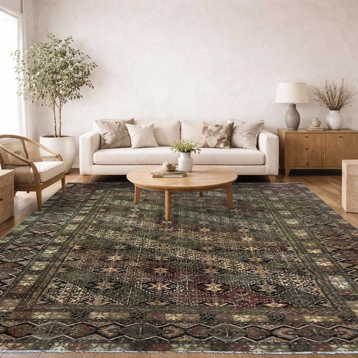 Multicolor Persian Kashan Rug 7'6" x 10'10" Hand-Knotted | No. AL672474