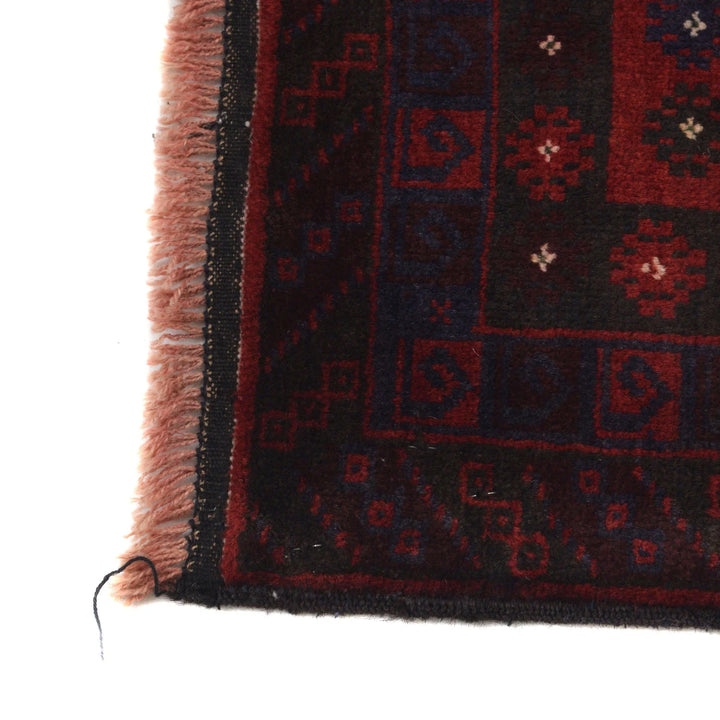 Red Afghan Baluchi Rug 3' 11" x 7' 7" Hand-Knotted | No. AL67412