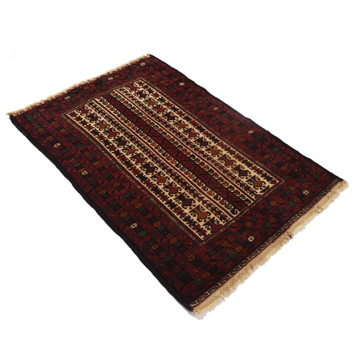 Afghan Baluchi Rug 3' 2" x 4' 8" Hand-Knotted | No. AL67427