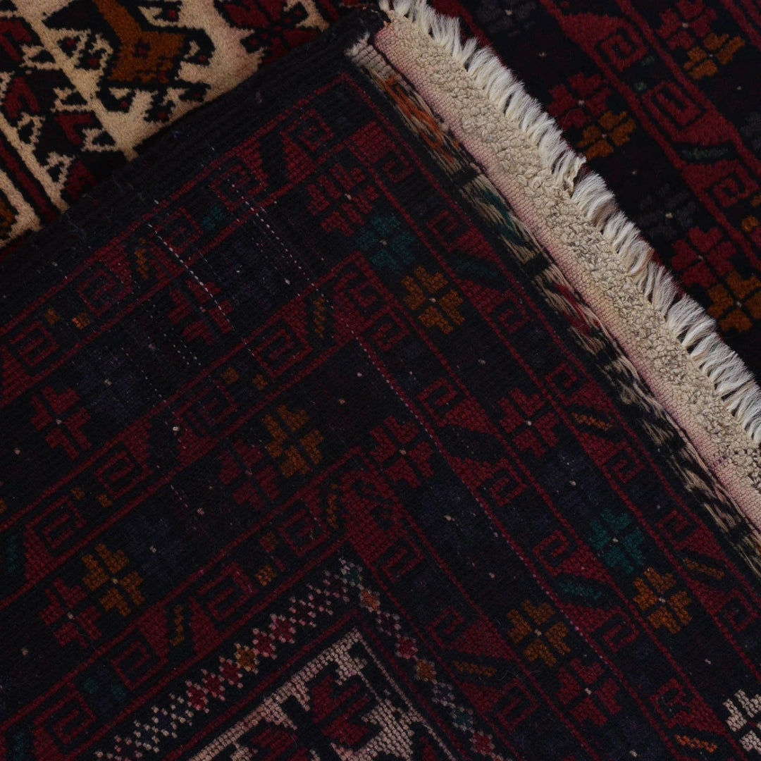Afghan Baluchi Rug 3' 2" x 4' 8" Hand-Knotted | No. AL67427