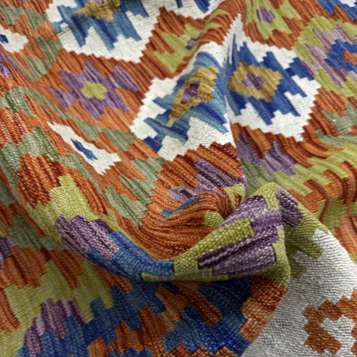 Multicolor Afghan Vegetable Kilim Rug 5' 8" x 7' 9" Flat-Weave | No. AL67459
