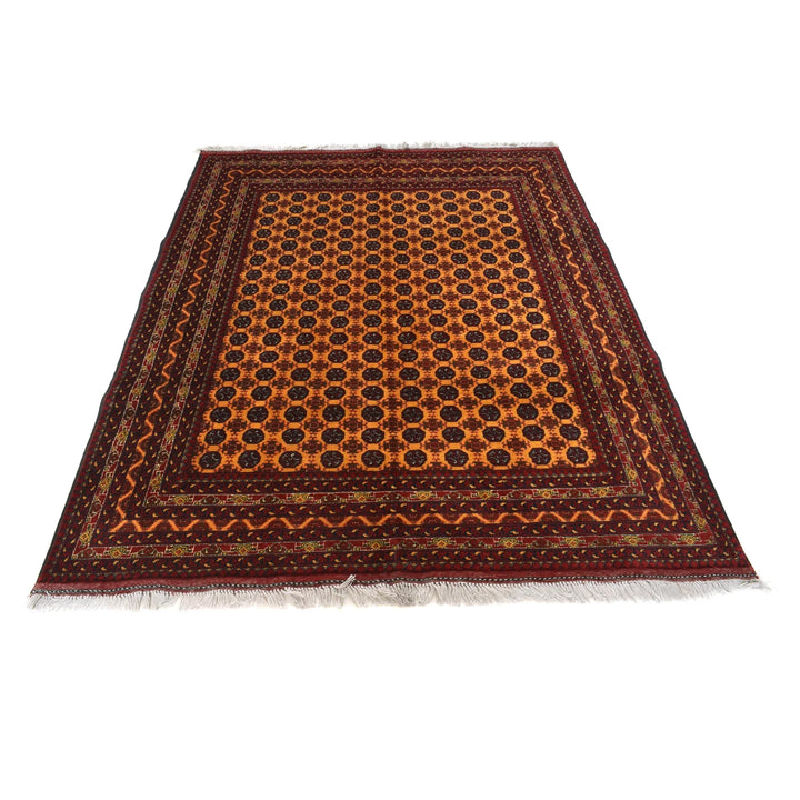 Orange Afghan Khoja Roshnai Rug 4'9" x 6'6" Hand-Knotted | No. AL67508