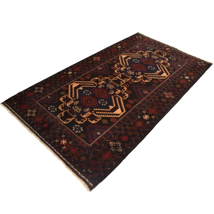 Afghan Baluchi Rug 4' 1" x 7' 1" Hand-Knotted | No. AL67528