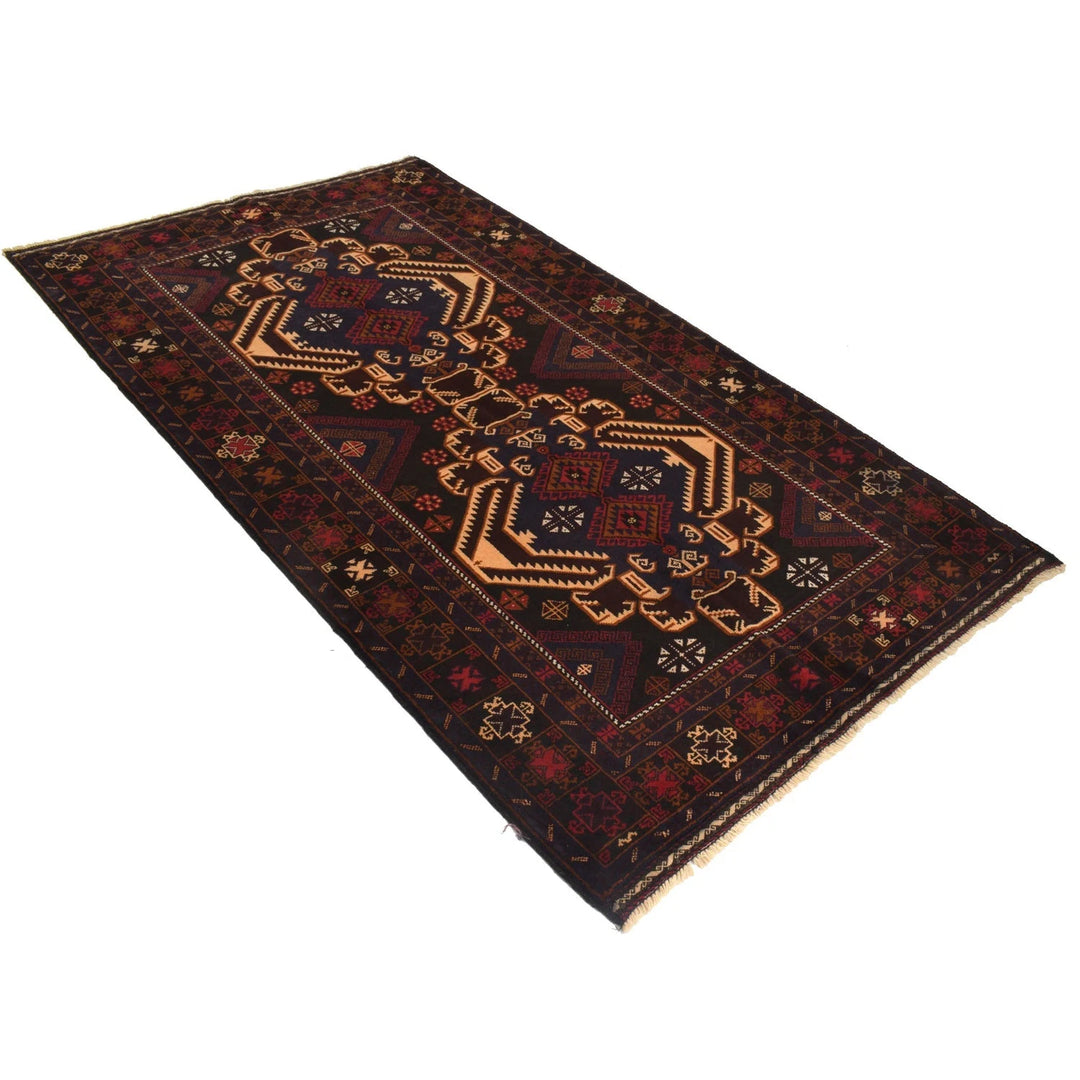 Afghan Baluchi Rug 4' 1" x 7' 1" Hand-Knotted | No. AL67528