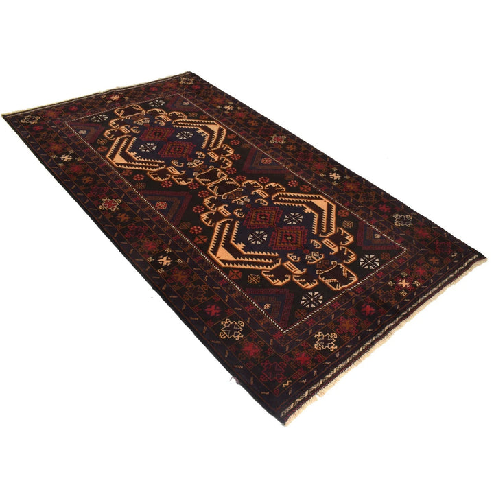 Afghan Baluchi Rug 4' 1" x 7' 1" Hand-Knotted | No. AL67528