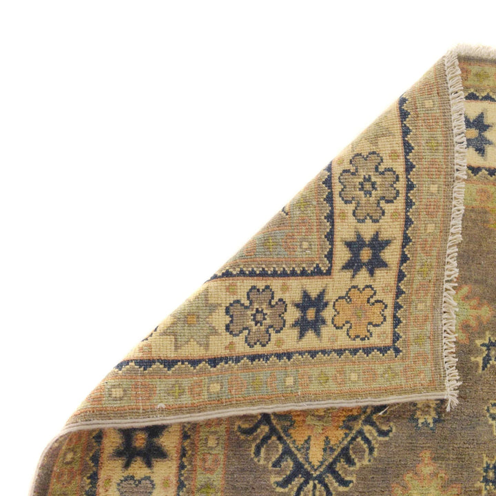 Grey Afghan Kazak Rug 3'11" x 5'10" Hand-Knotted | No. AL67550