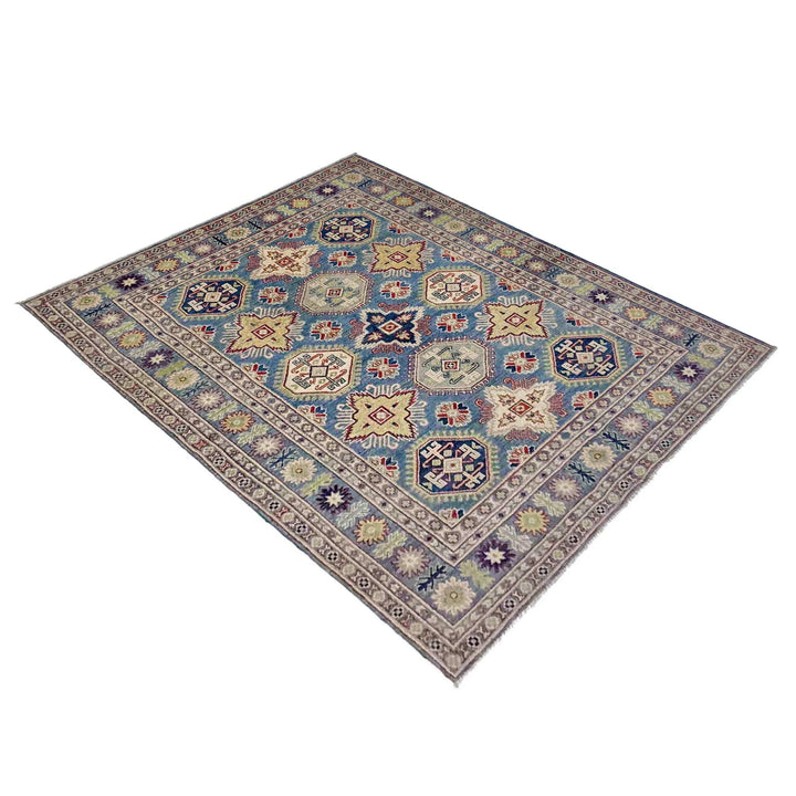 Blue Afghan Kazak Rug 4' 11" x 6' 7" Hand-Knotted | No. AL67616