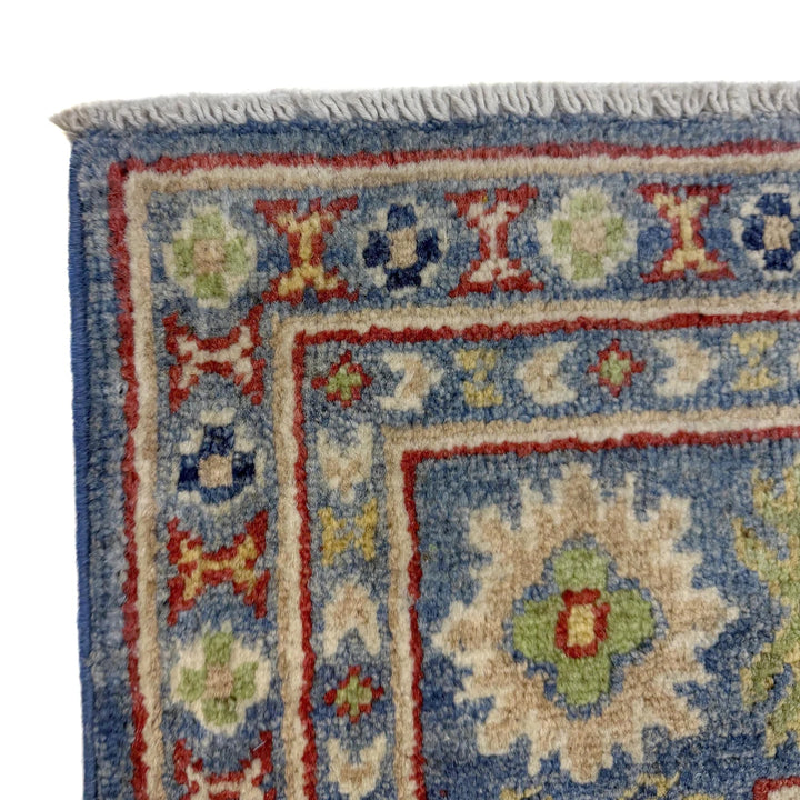 Blue Afghan Kazak Rug 4' 11" x 6' 7" Hand-Knotted | No. AL67616