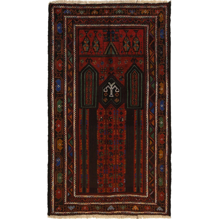 Afghan Prayer Rug 2' 11" x 4' 7" Hand-Knotted | No. AL67630