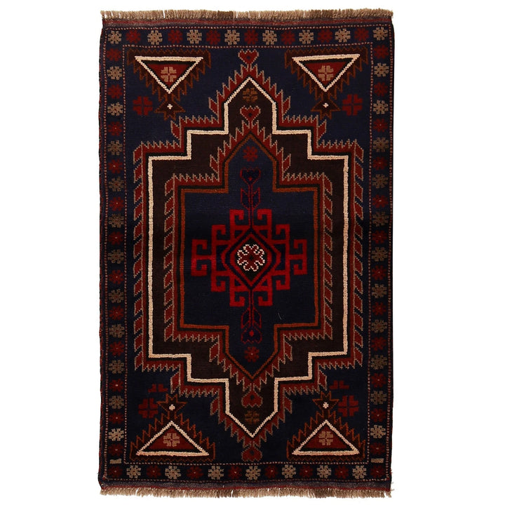 Afghan Baluchi Rug 2' 7" x 4' 2" Hand-Knotted | No. AL67644