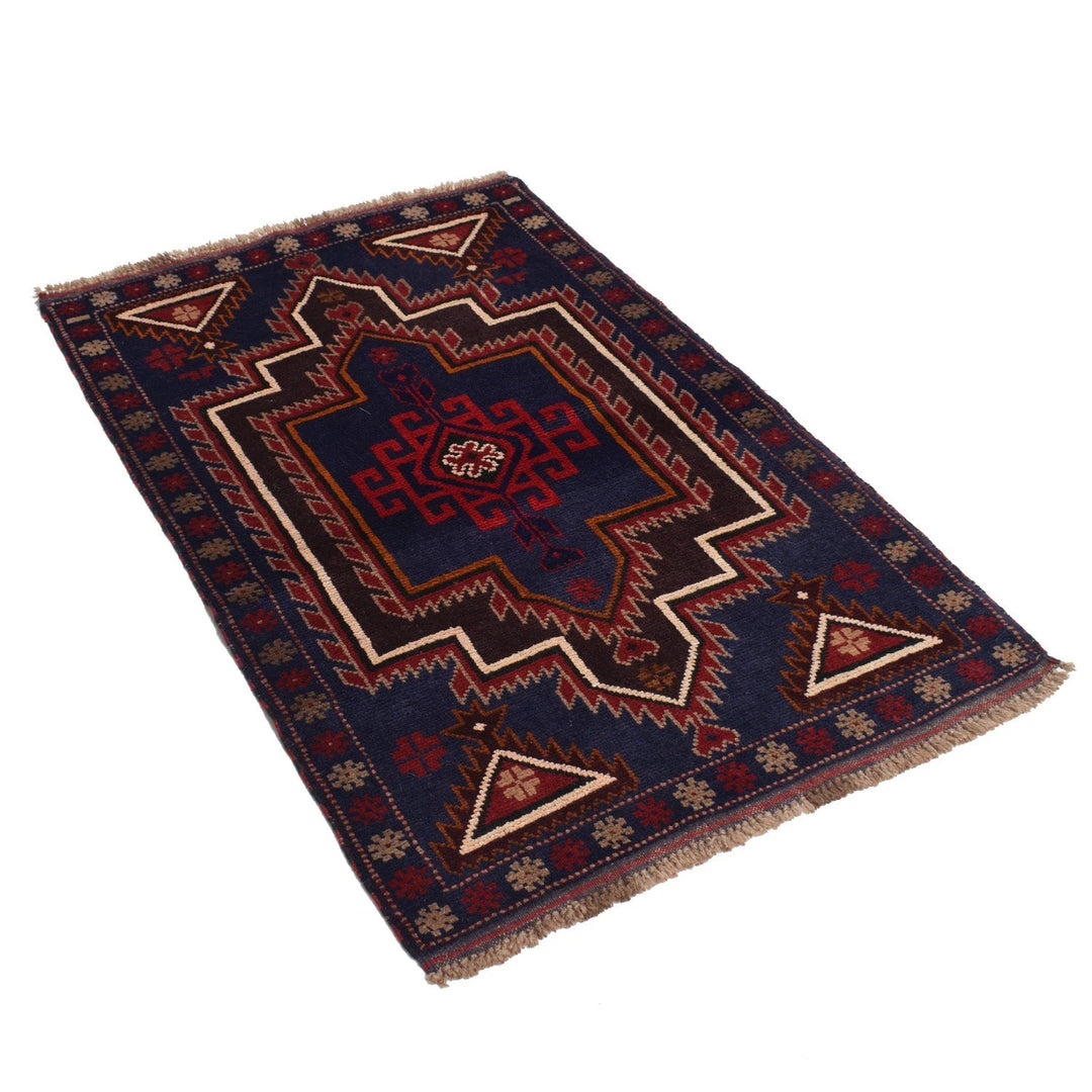 Afghan Baluchi Rug 2' 7" x 4' 2" Hand-Knotted | No. AL67644